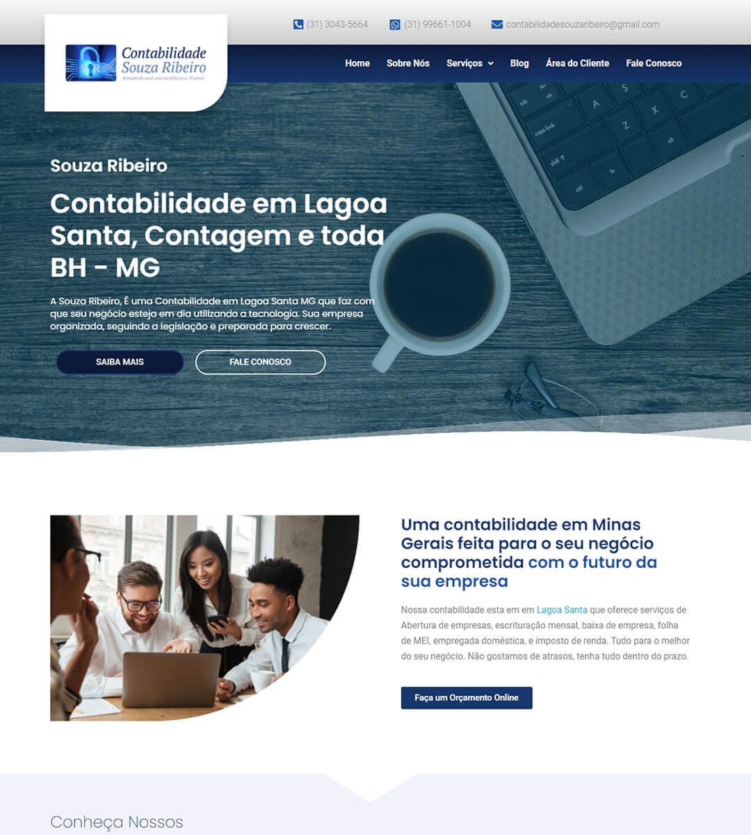 marketing contabil e site para Souza Ribeiro Contabilidade